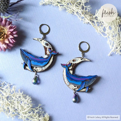 Celestial Whale Statement Earrings Stainless Steel Leverbacks / 1. Magic Blueberry Dangle And Drop