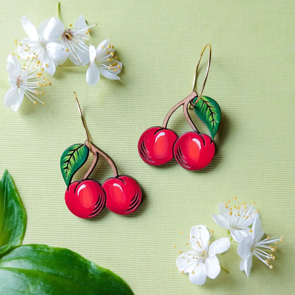Cherry Earrings Gold Ho Dangle and Drop Earrings