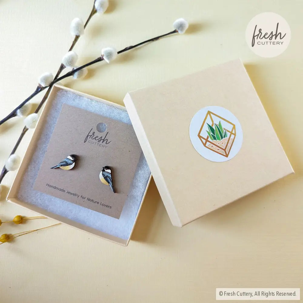 Chickadee Bird Studs