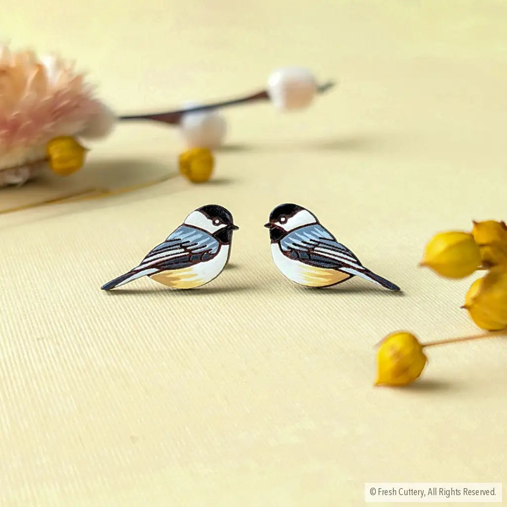 Chickadee Bird Studs - Studs