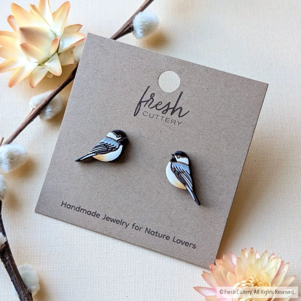 Chickadee Bird Studs - Studs