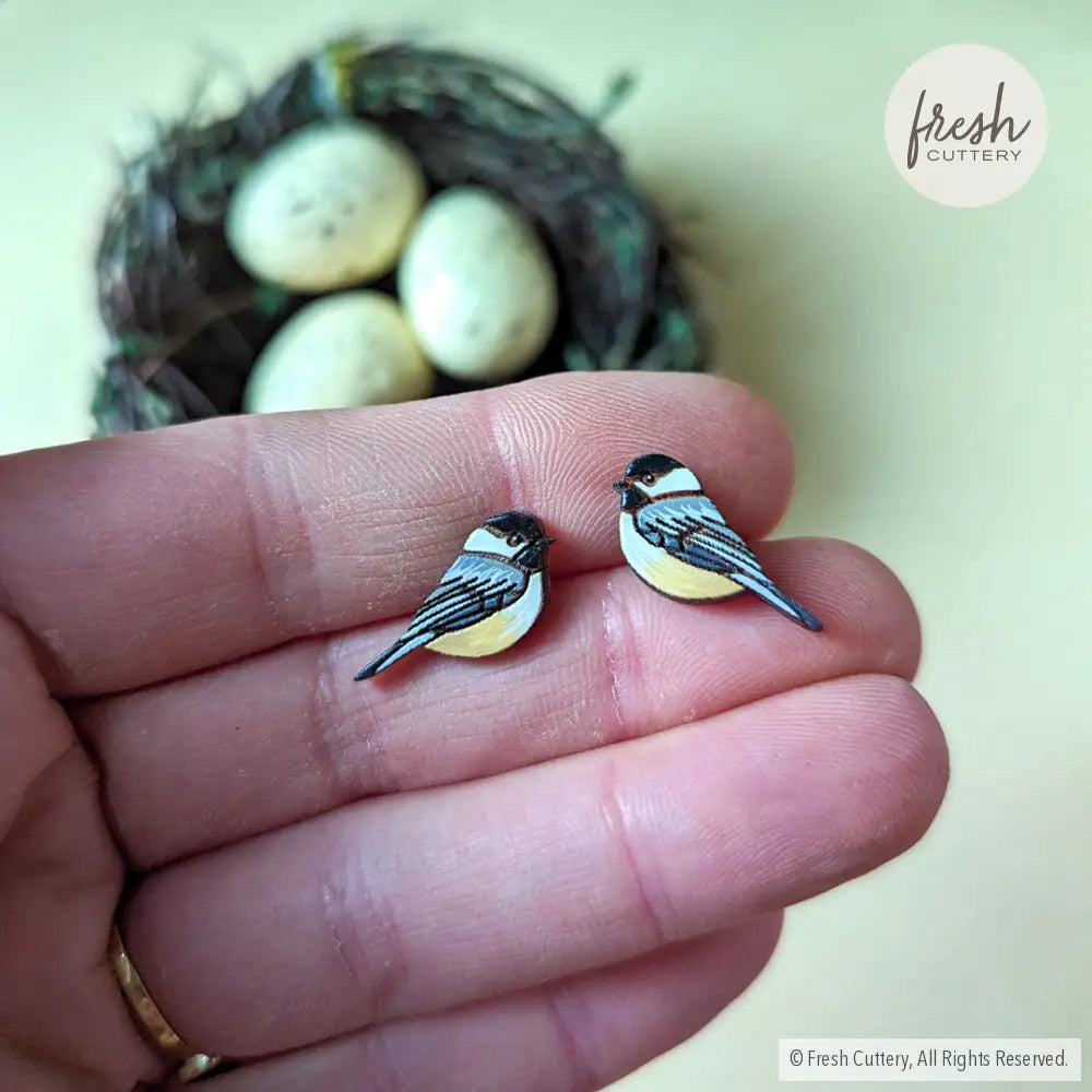 Chickadee Bird Studs