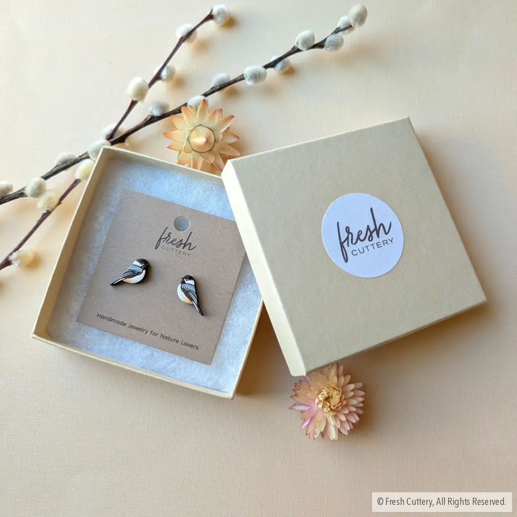 Chickadee Bird Studs - Studs
