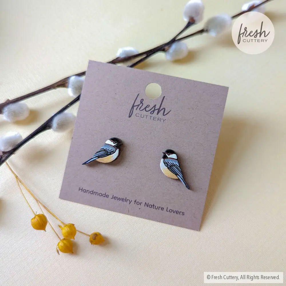 Chickadee Bird Studs