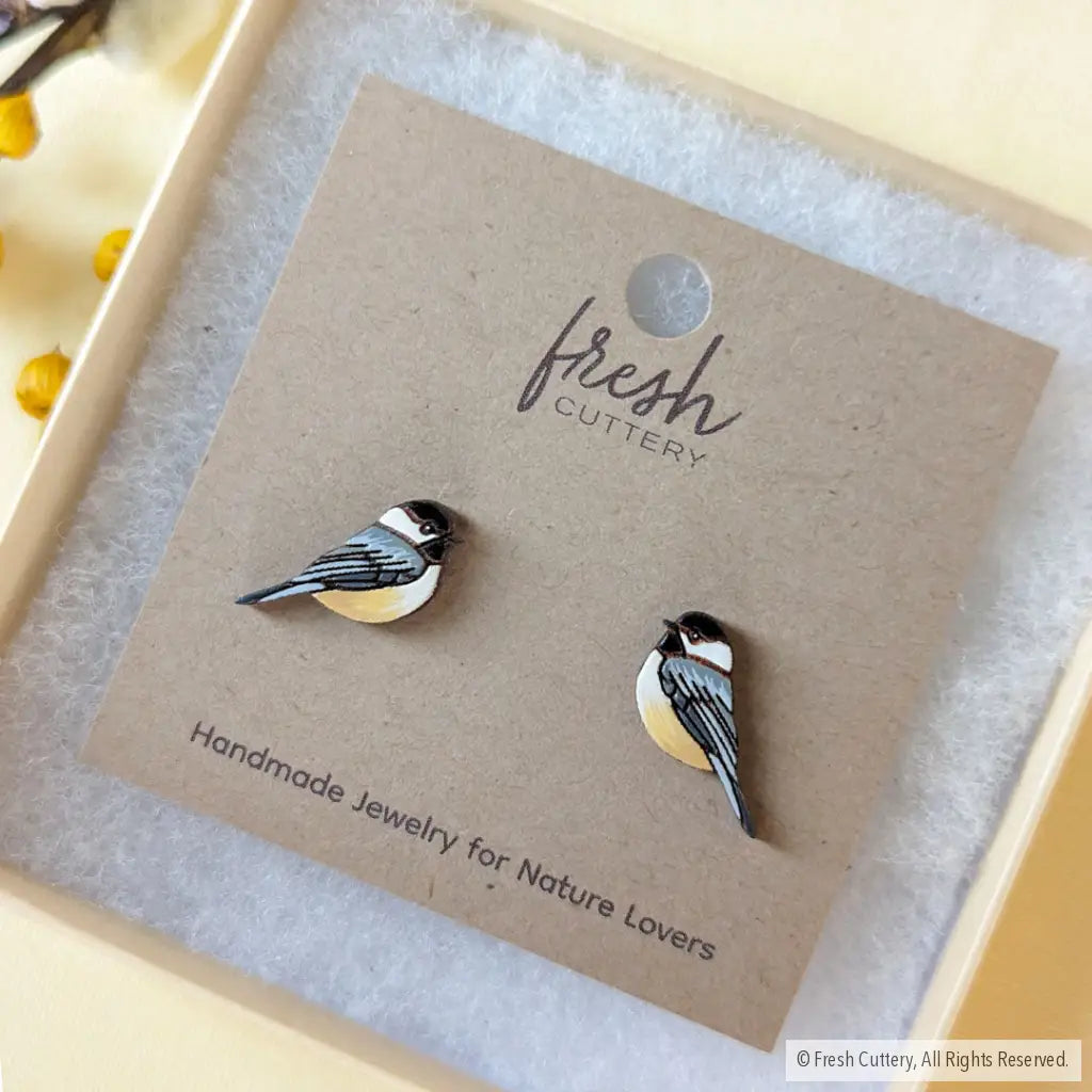 Chickadee Bird Studs