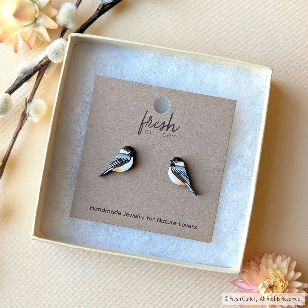 Chickadee Bird Studs - Studs