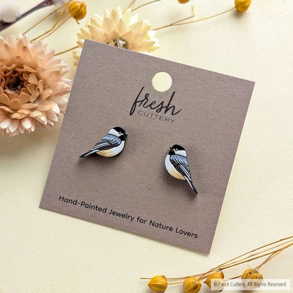Chickadee Bird Studs - Studs