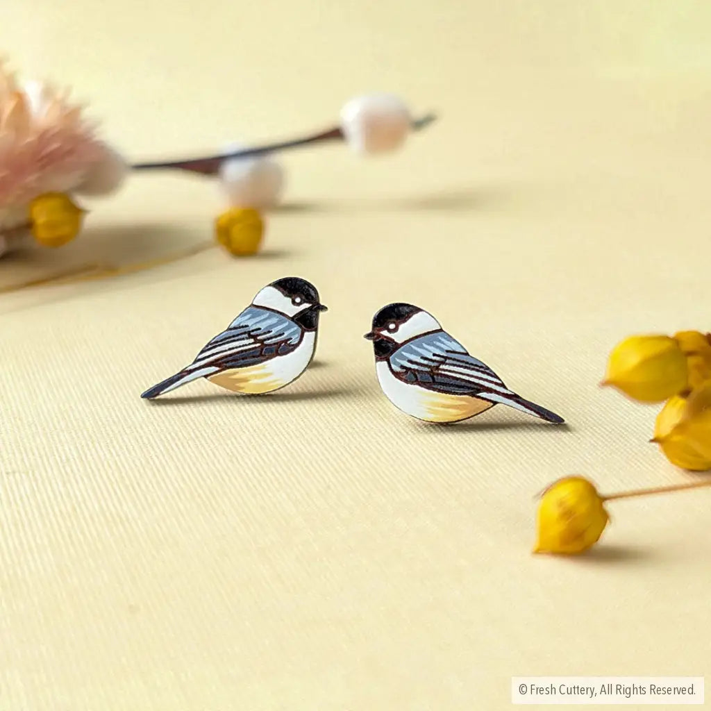 Chickadee Bird Studs - Studs