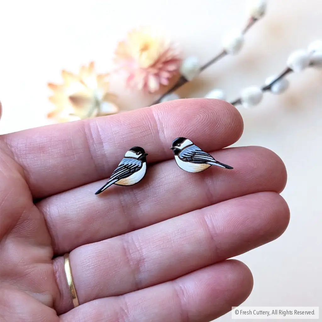 Chickadee Bird Studs - Studs