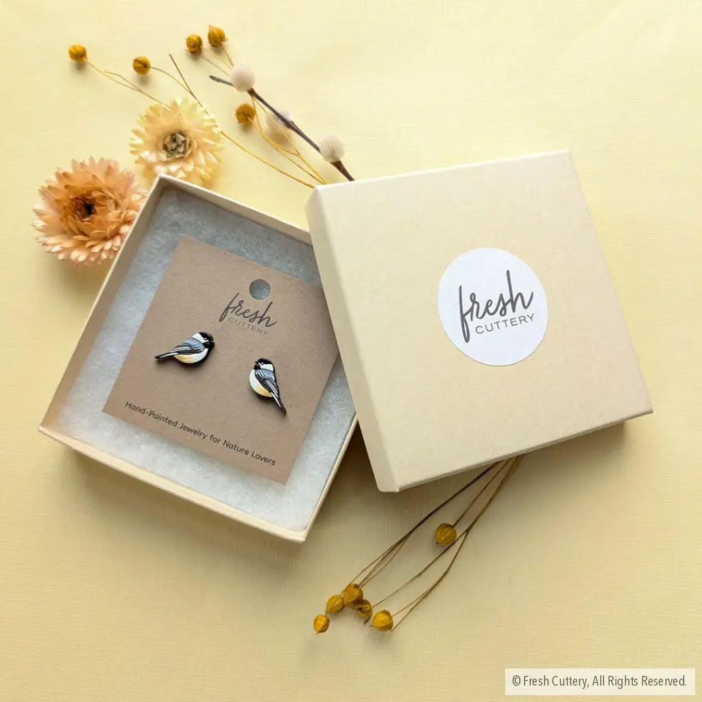 Chickadee Bird Studs - Studs