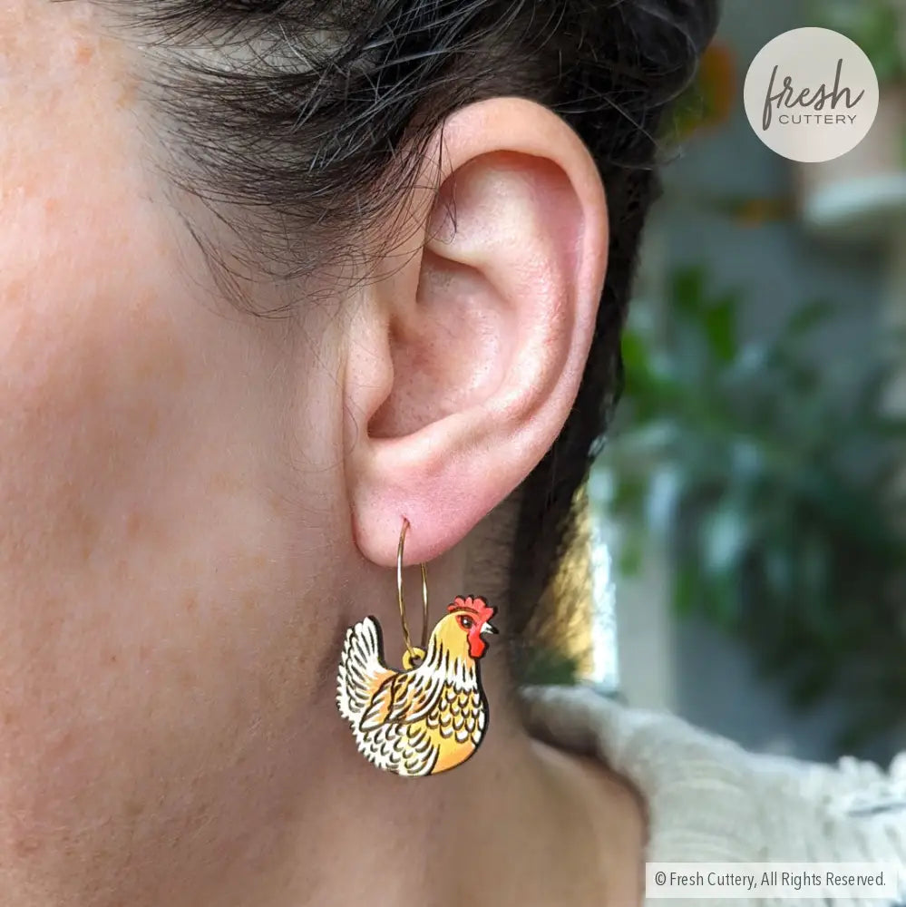 Chicken Hoops Dangle And Drop Earrings