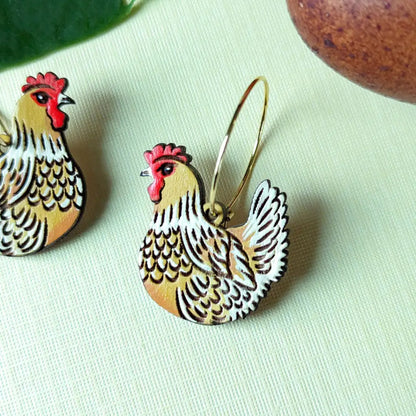 Chicken Hoops Dangle And Drop Earrings