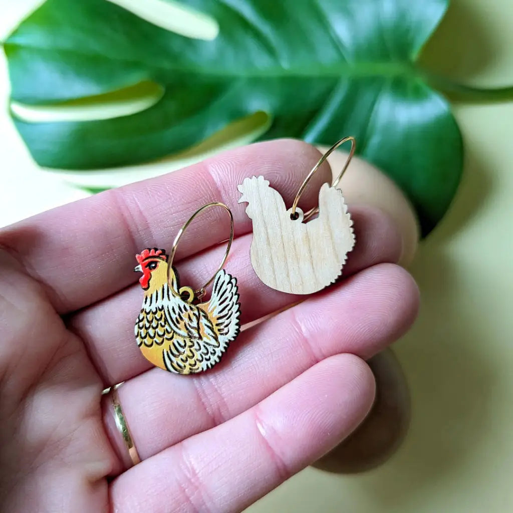 Chicken Hoops Dangle And Drop Earrings