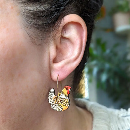 Chicken Hoops Dangle And Drop Earrings