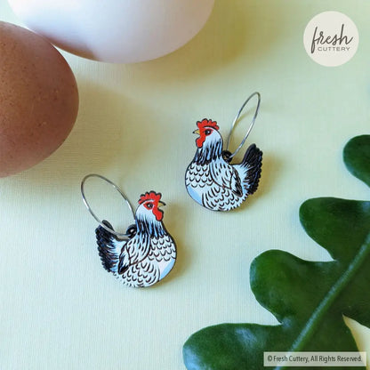 Chicken Hoops Light Sussex / 20Mm Silver Dangle And Drop Earrings