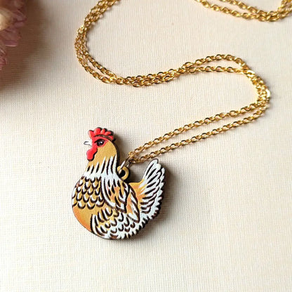 Chicken Hen Necklace Buff Orpington / Gold Necklaces