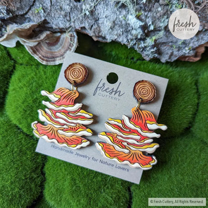 Chicken Of The Woods Mushroom Earrings Dangle And Drop