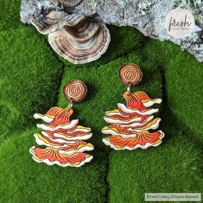 Chicken Of The Woods Mushroom Earrings Dangle And Drop