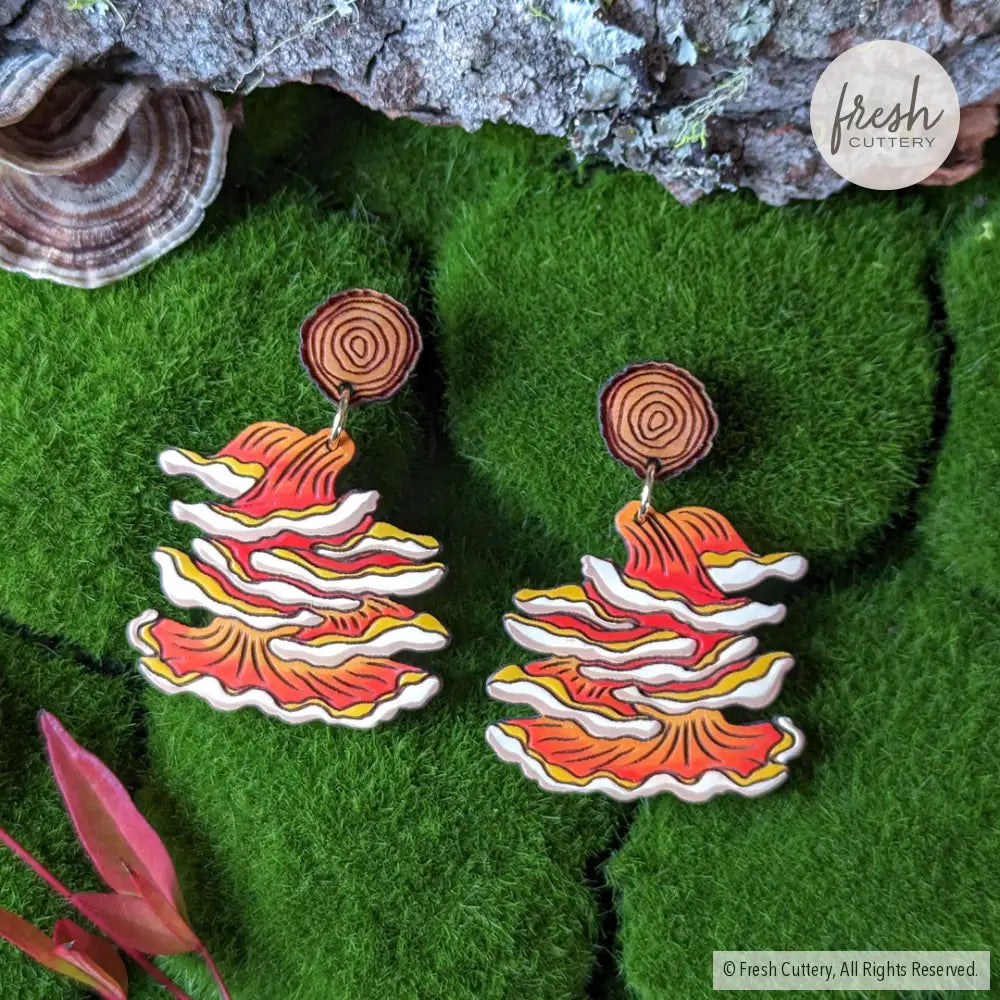 Chicken Of The Woods Mushroom Earrings Dangle And Drop