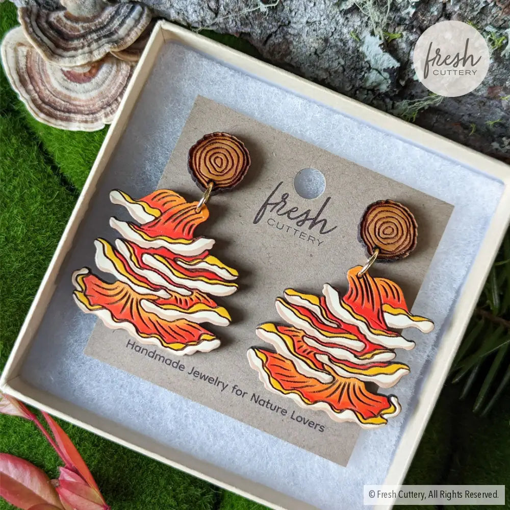 Chicken Of The Woods Mushroom Earrings Dangle And Drop