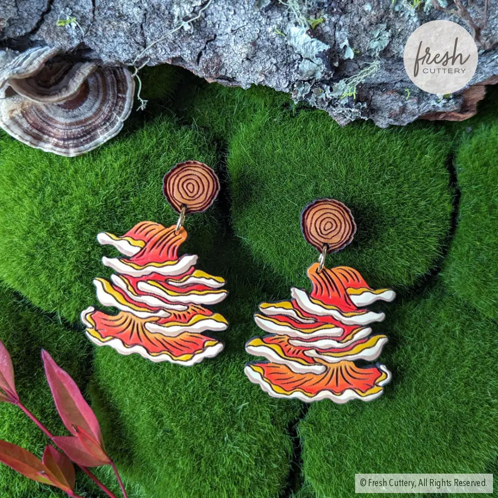 Chicken Of The Woods Mushroom Earrings Dangle And Drop