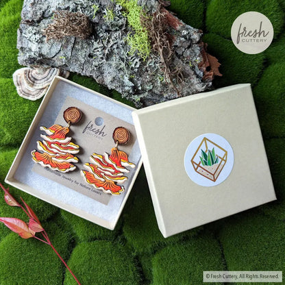 Chicken Of The Woods Mushroom Earrings Dangle And Drop