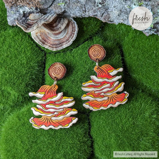 Chicken Of The Woods Mushroom Earrings Dangle And Drop