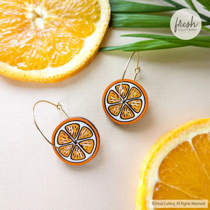 Citrus Slice Hoop Earrings Dangle And Drop