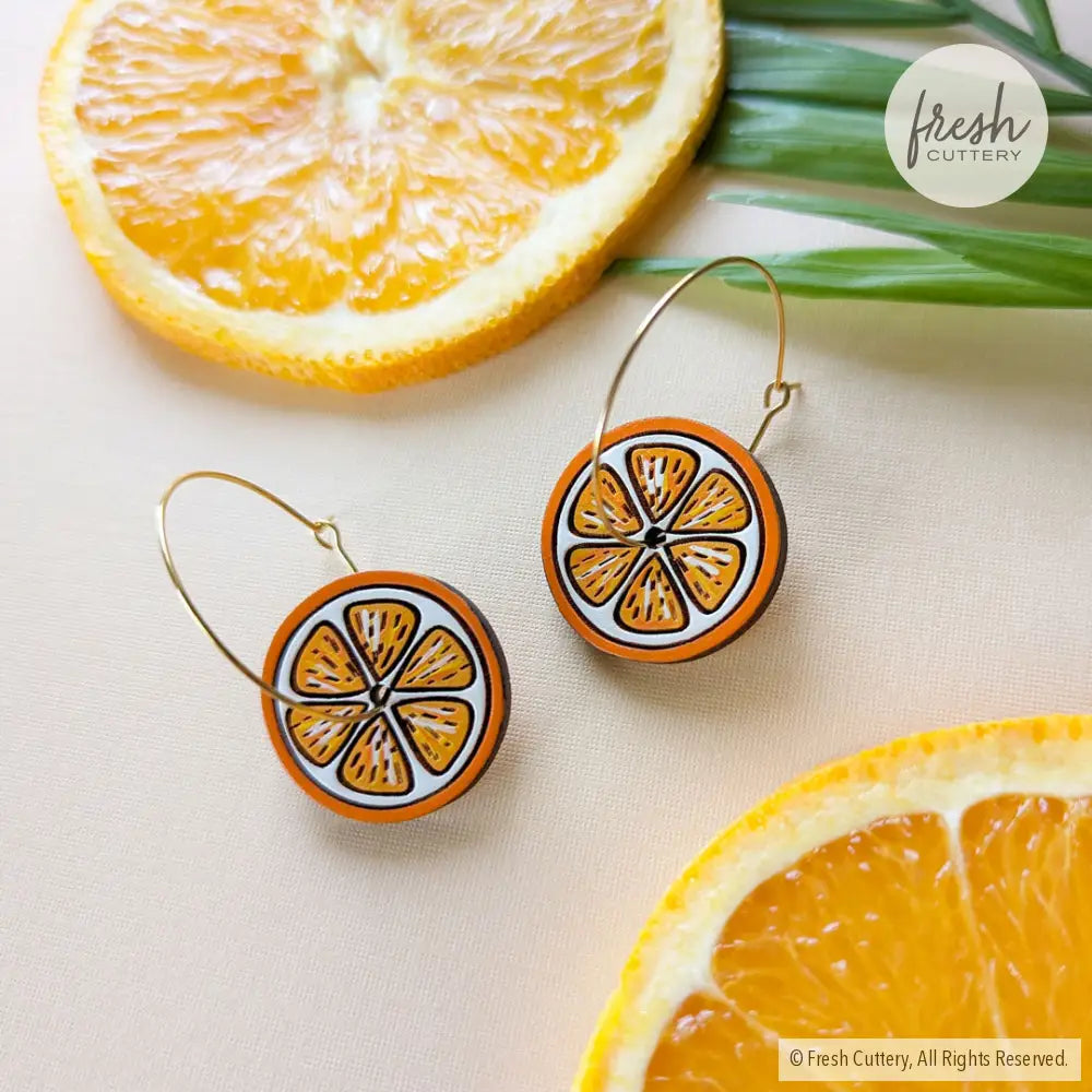 Citrus Slice Hoop Earrings Dangle And Drop