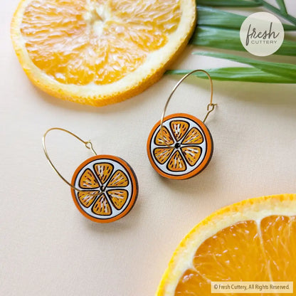 Citrus Slice Hoop Earrings Dangle And Drop