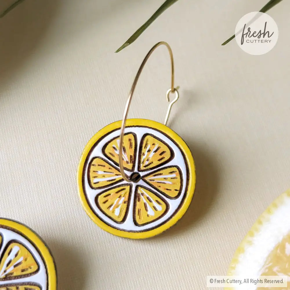 Citrus Slice Hoop Earrings Dangle And Drop