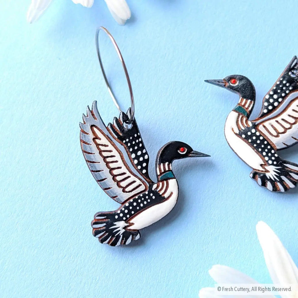 Common Loon Earrings - Dangle and Drop Earrings