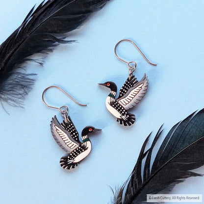 Common Loon Earrings - Titanium Ear Wires - Dangle and Drop Earrings