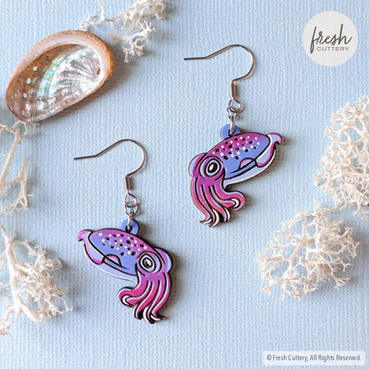 Cuttlefish Earrings Silver Ear Wires Dangle and Drop Earrings