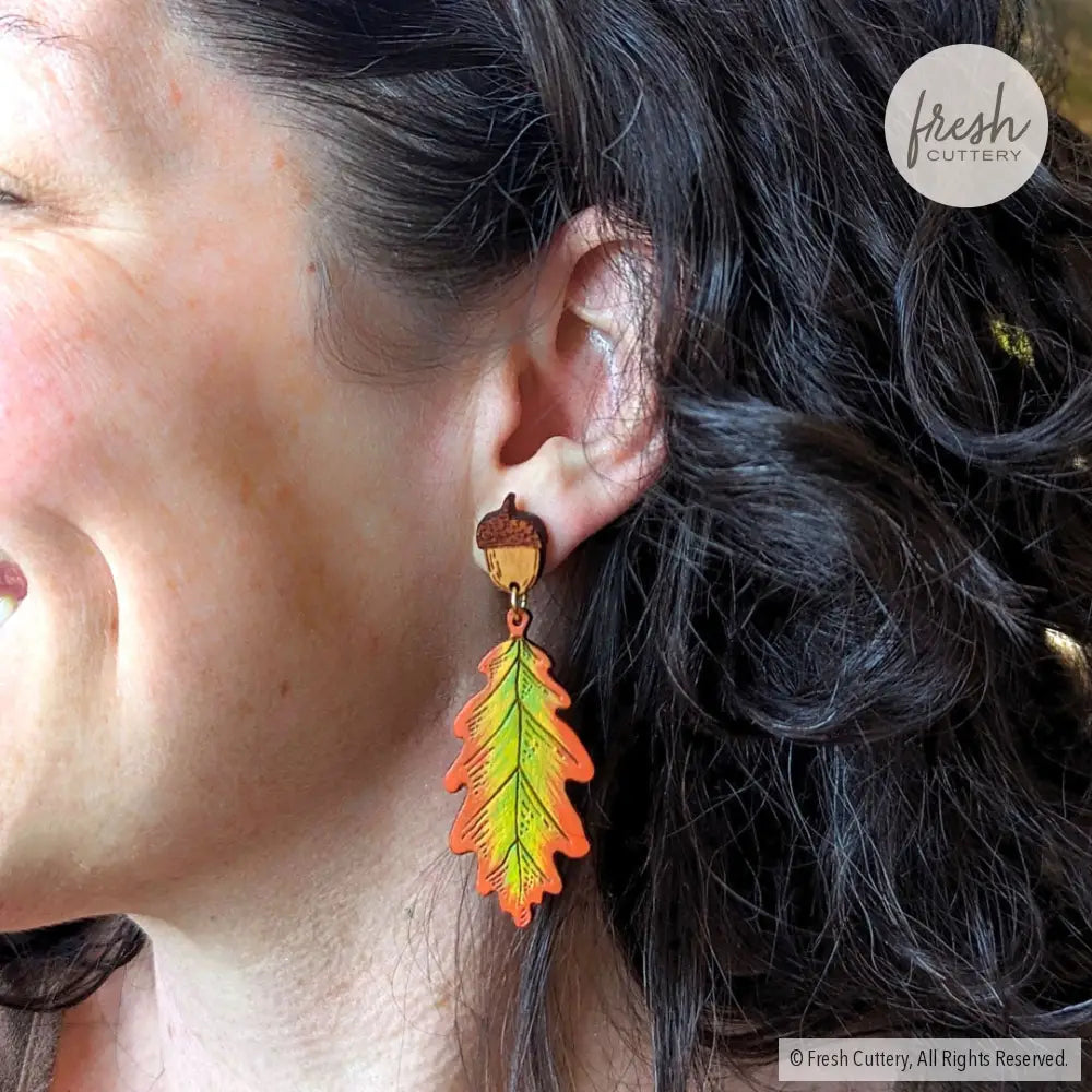 Fall Oak Leaf Earrings Dangle And Drop