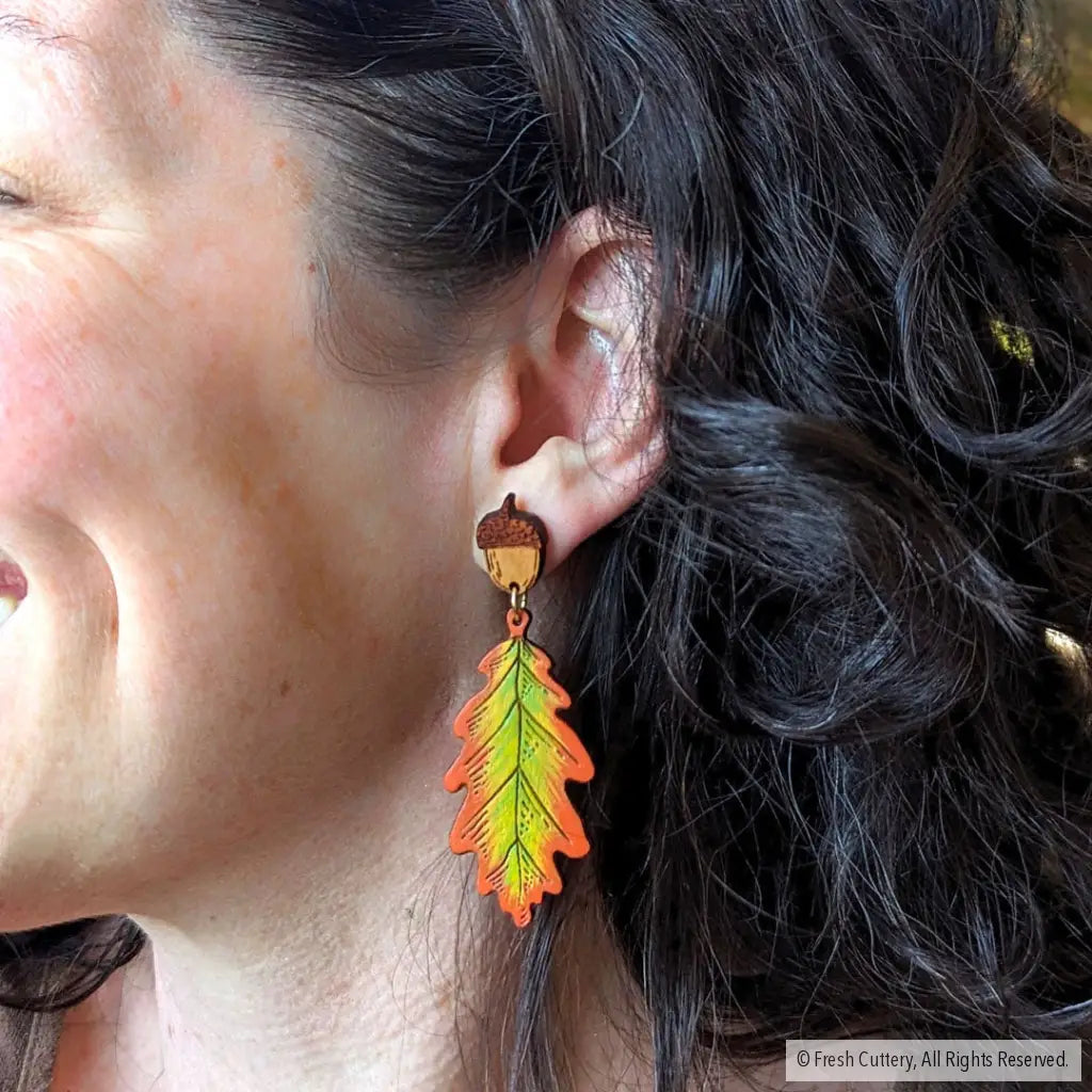Fall Oak Leaf Earrings Dangle And Drop