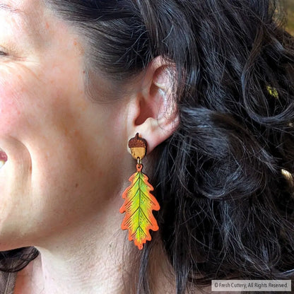 Fall Oak Leaf Earrings Dangle And Drop