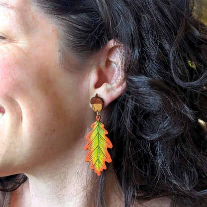 Fall Oak Leaf Earrings Dangle And Drop