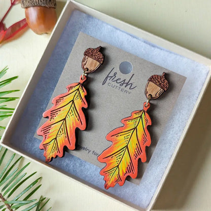 Fall Oak Leaf Earrings Dangle And Drop