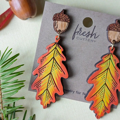Fall Oak Leaf Earrings Dangle And Drop