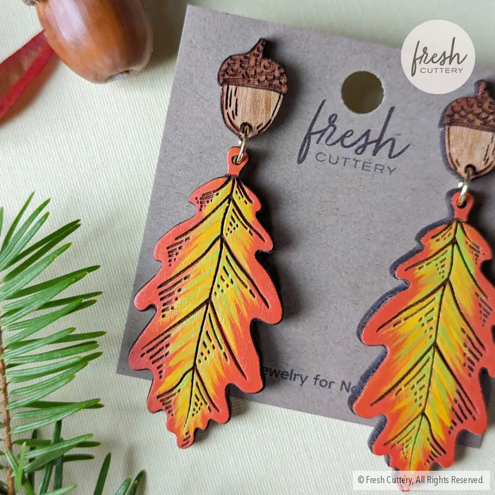 Fall Oak Leaf Earrings Dangle And Drop