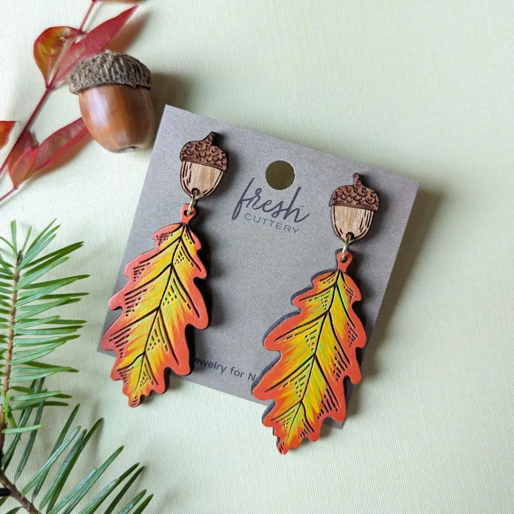 Fall Oak Leaf Earrings Dangle And Drop