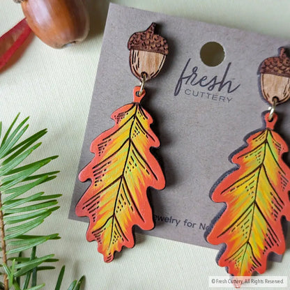Fall Oak Leaf Earrings Dangle And Drop