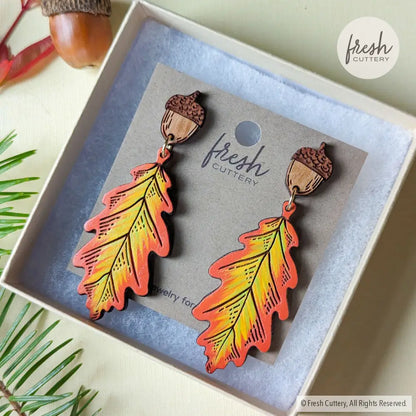 Fall Oak Leaf Earrings Dangle And Drop