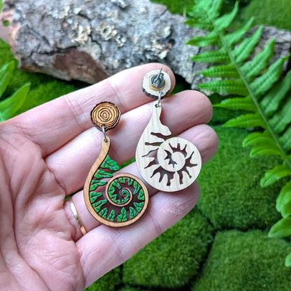 Fiddlehead Fern Spiral Earrings Dangle and Drop Earrings