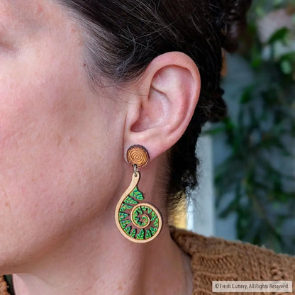 Fiddlehead Fern Spiral Earrings Dangle and Drop Earrings