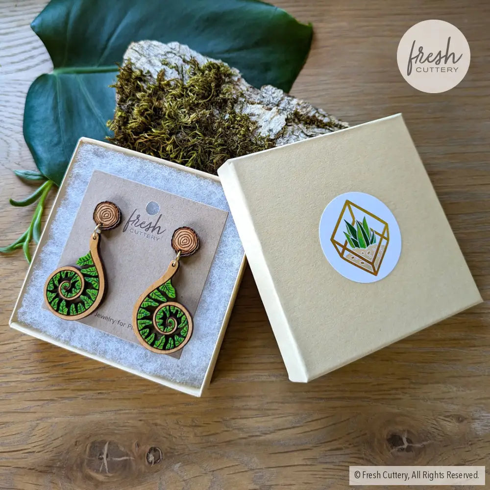 Fiddlehead Fern Spiral Earrings Dangle And Drop