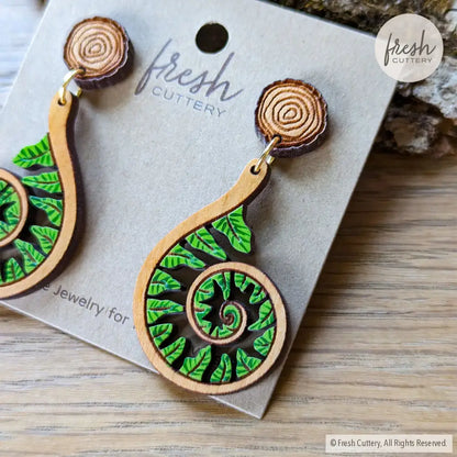 Fiddlehead Fern Spiral Earrings Dangle And Drop