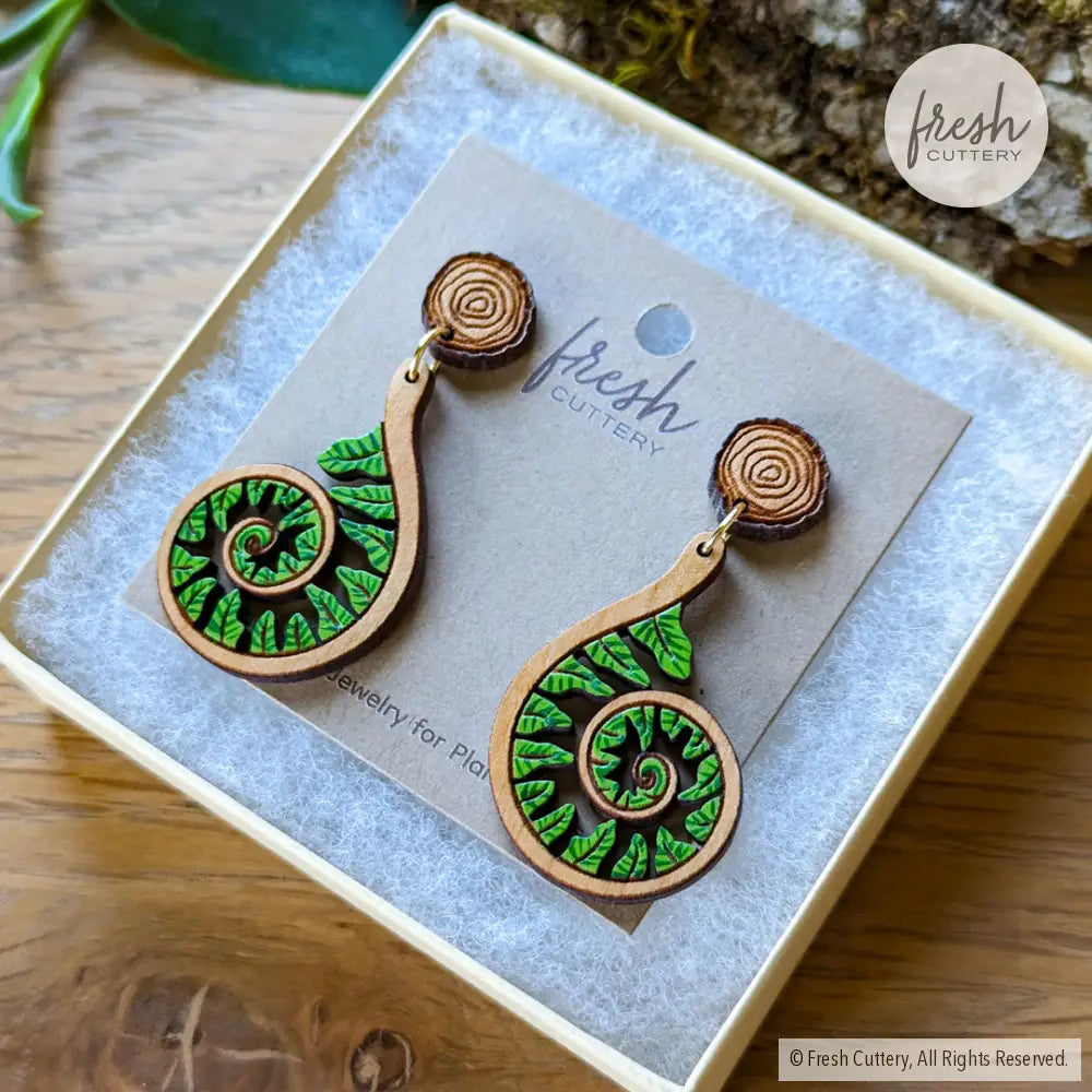 Fiddlehead Fern Spiral Earrings Dangle And Drop