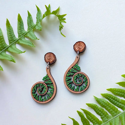 Fiddlehead Fern Spiral Earrings Dangle and Drop Earrings
